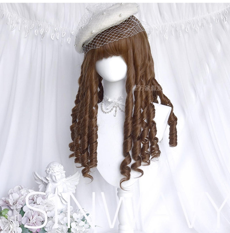 Sinwavy - Doll-like Roman Curl Lolita Wig - Straight Bangs Wig
