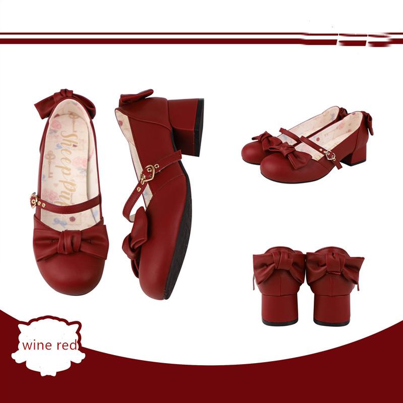 sheeppuff - Elegant Retro - Retro Lolita shoes with a square toe and heart-shaped buckle - product detail 4