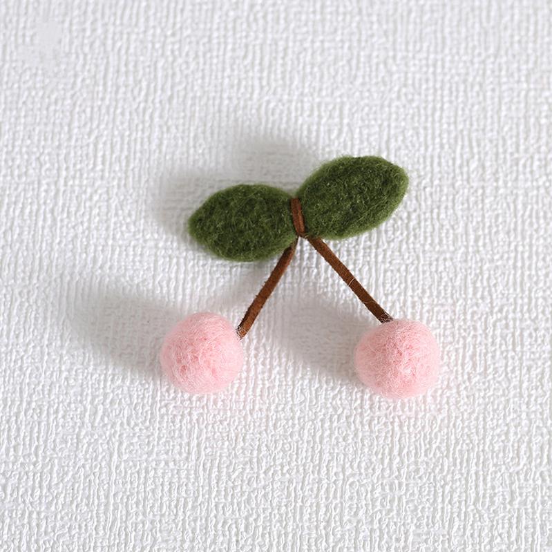 Xiaogui - Handmade Kawaii Wool Felt Cherry - Clips Headwear