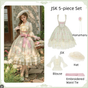 Bust-supporting JSK 5-piece Set (JSK + Blouse + Waist Tie + Hat + Hanamaru Pin) / S