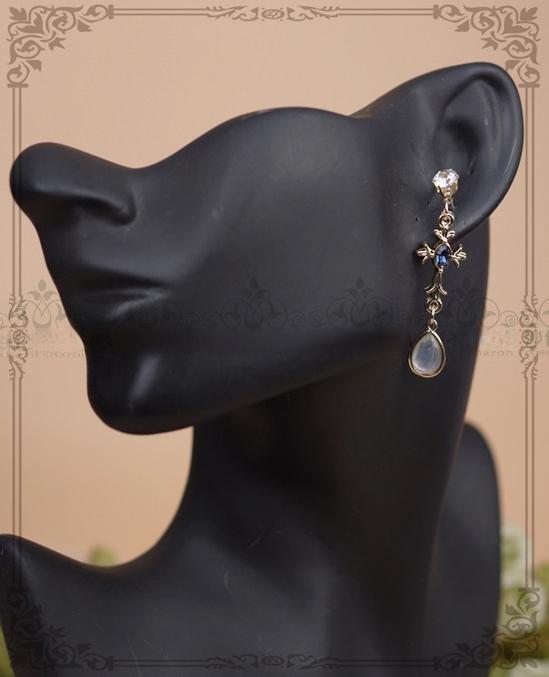 Rose of Sharon - Classic Lolita Necklace & Earrings - Artificial Pearl Rhinestone Earrings