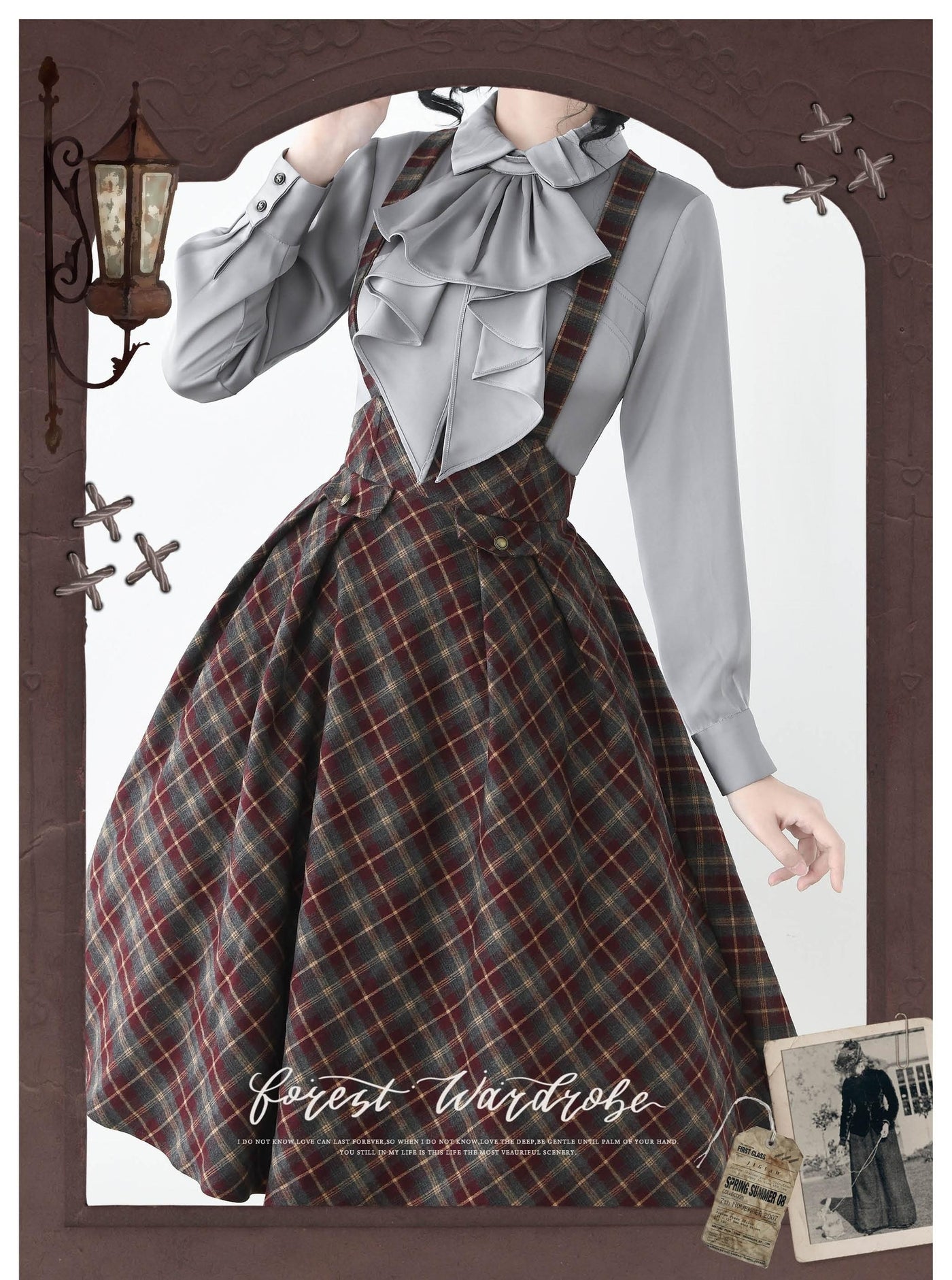 Forest Wardrobe - Forest Dew - Elegant Lolita Slim Fit Shirt, Detachable Jabot