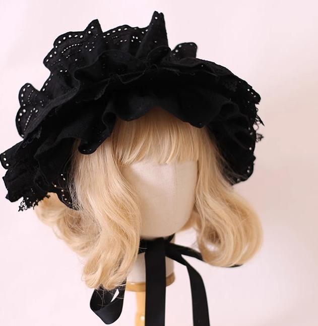 Xiaogui - Classic Lolita Bonnet Lace Elegant - Lolita Hat Headwear