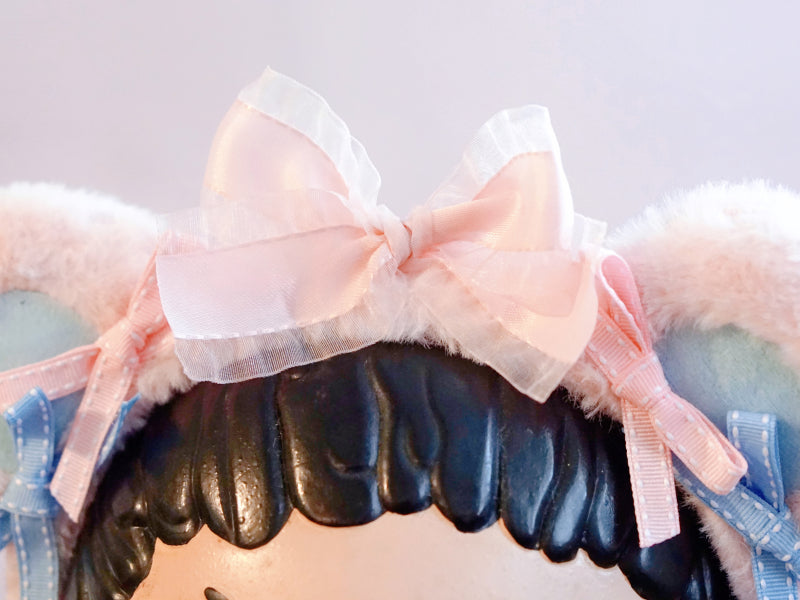 Original Handmade Bear Ear Bowknot Plush Headband Lolita Brown Japanese Korean Style
