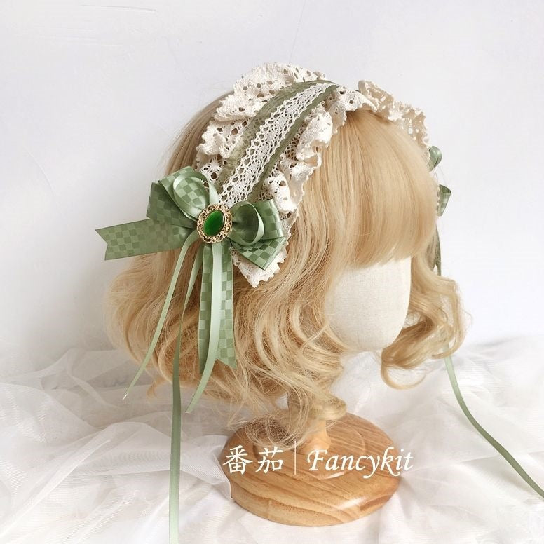 Original Wakakusa Color Lace Bow Hair Accessory Clip Bbd Lolita Hair Ornament Forest Style Girl Lolita Small Item - Lolita Fetch