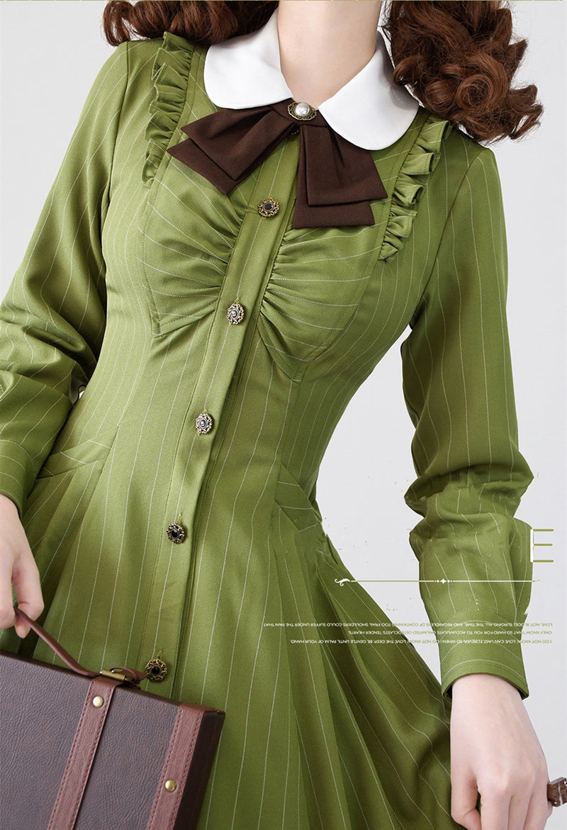 Forest Wardrobe - Winter Lolita Classic Front Open - Stripe OP OP Dress