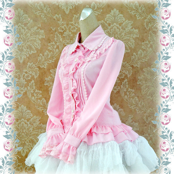Strawberry Witch - Elegant Lace-Up Back Lolita Blouse - Innerwear