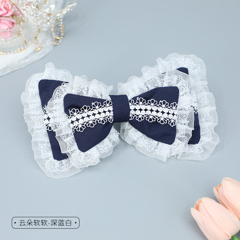 Handmade Japanese Lolita Lace Bow Hair Clip - Cute Soft Girl Hair Accessory