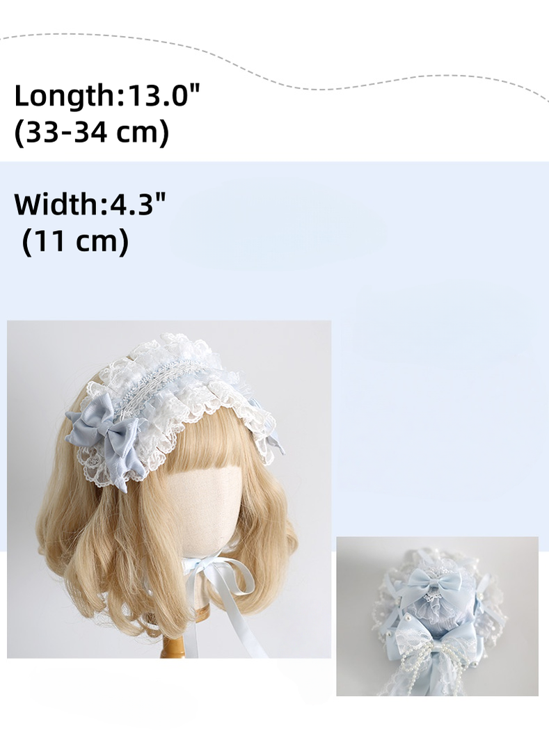 Xiaogui - Blue Sweet Lolita Lace Hair - Accessory Headwear