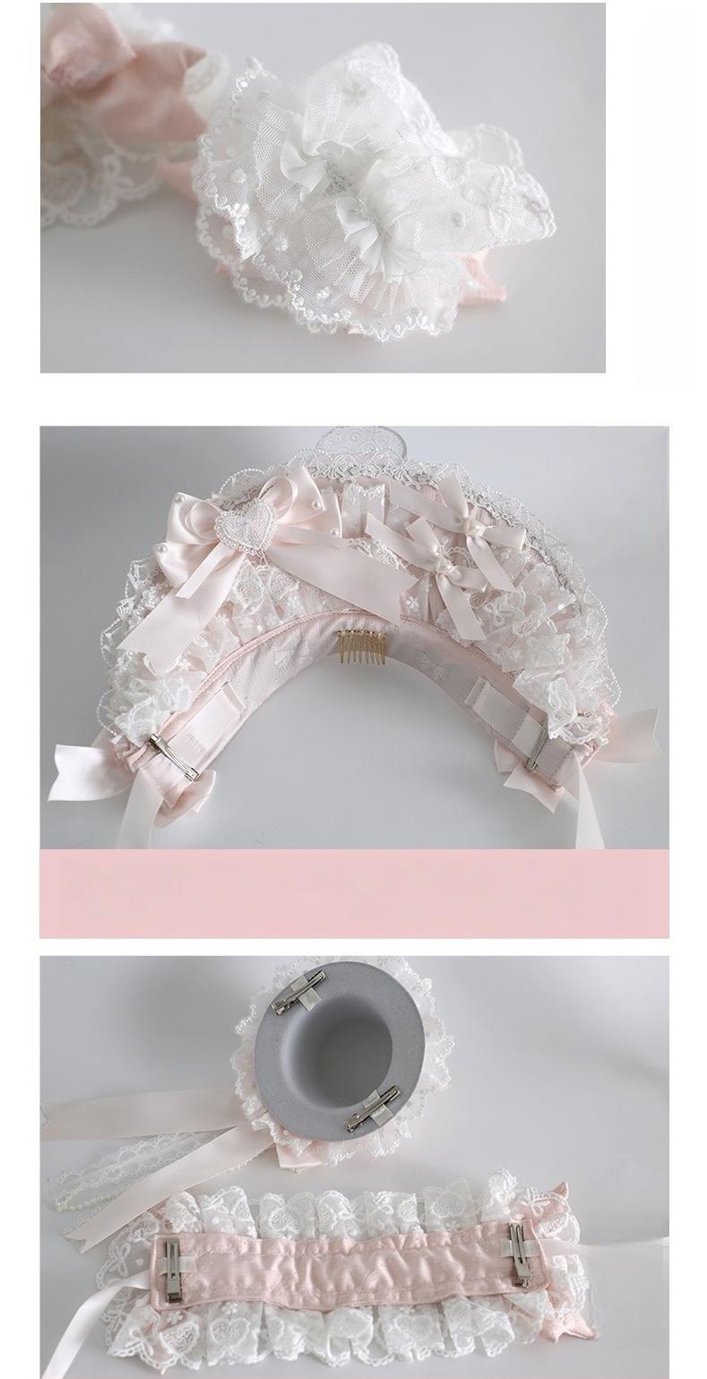 Xiaogui - Sweet Lolita Headwear Set - BNT/Hat/Headband/Cuffs With Lace Headwear