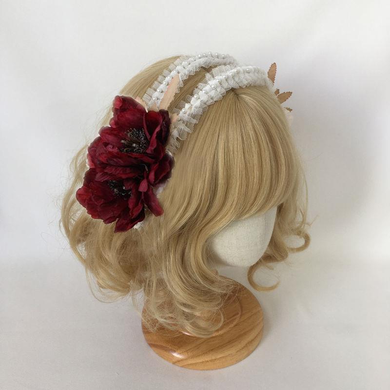 Original Multicolor Lolita Pearl Headband KC Flower Fairy Hair Accessory Little Fairy Temperament Hollow Out Ornament Lolita - Lolita Fetch