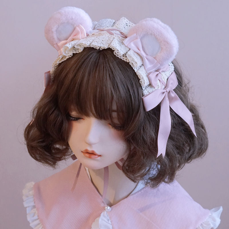 Original Handmade Bear Headband Lolita KC BNT Animal Ear Coffee Color