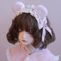 6 Pink White Bear Ear Headband