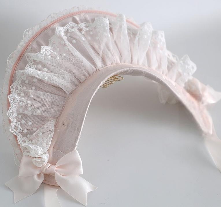Xiaogui - Sweet Lolita Headwear Set - BNT/Hat/Headband/Cuffs With Lace Headwear