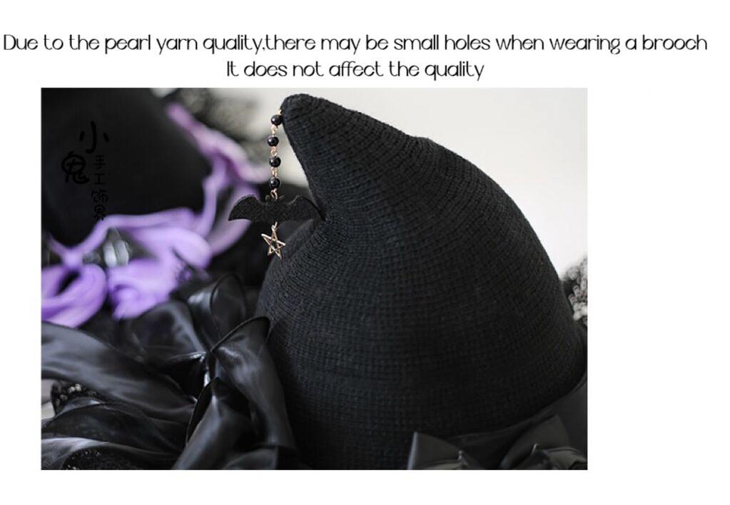 Xiaogui - Halloween Lolita Hat Devil Lace - Woolen Witch Hat Headwear