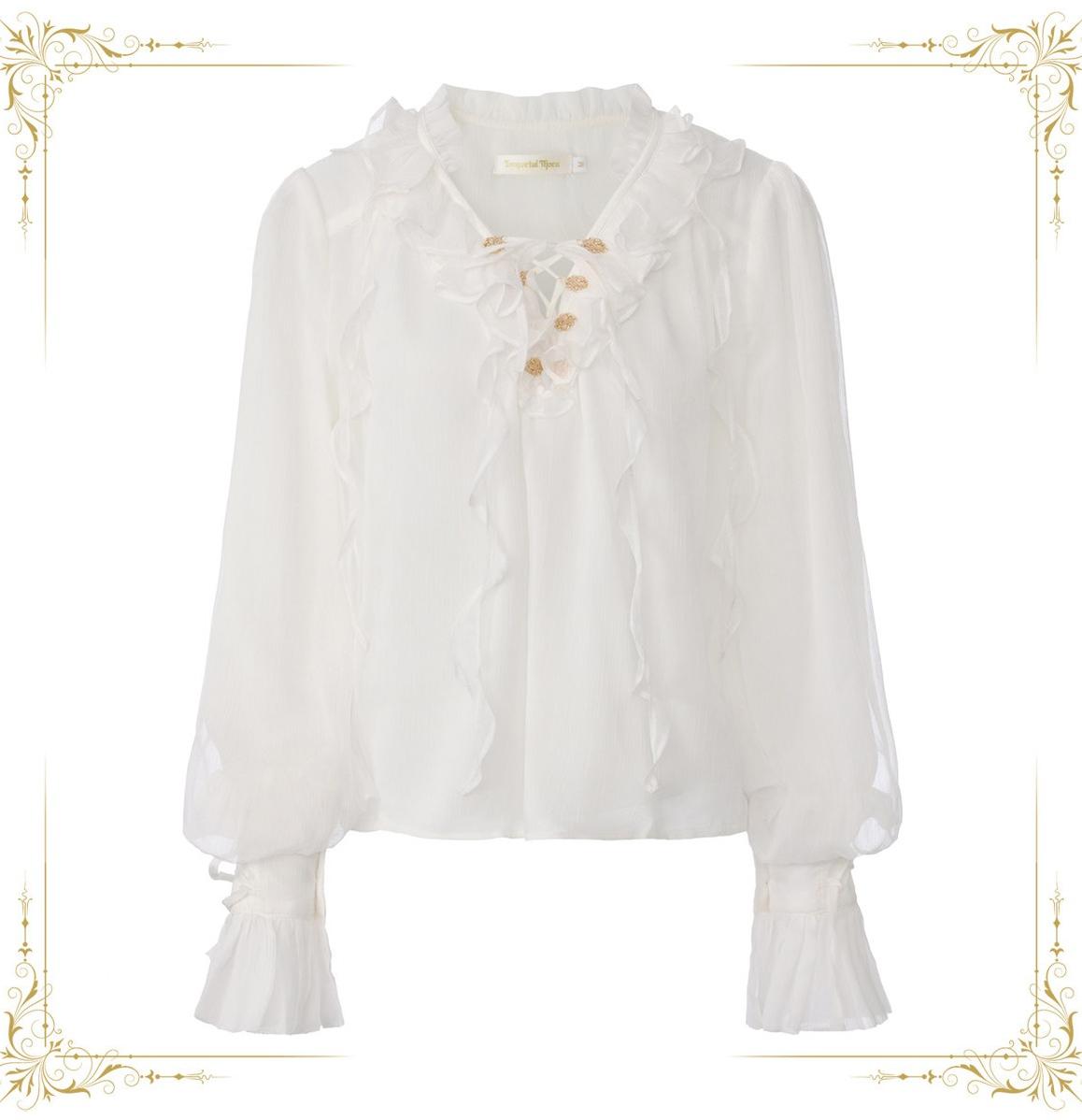 Immortal Thorn - Eternal Treasure Voyage - Ouji Lolita Chiffon Blouse with Ruffles