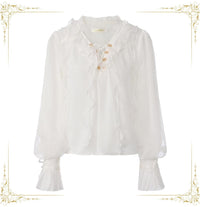 Immortal Thorn - Eternal Treasure Voyage - Ouji Lolita Chiffon Blouse with Ruffles - White Blouse / S