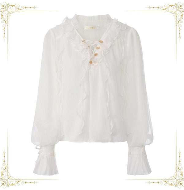 Immortal Thorn - Eternal Treasure Voyage - Ouji Lolita Chiffon Blouse with Ruffles