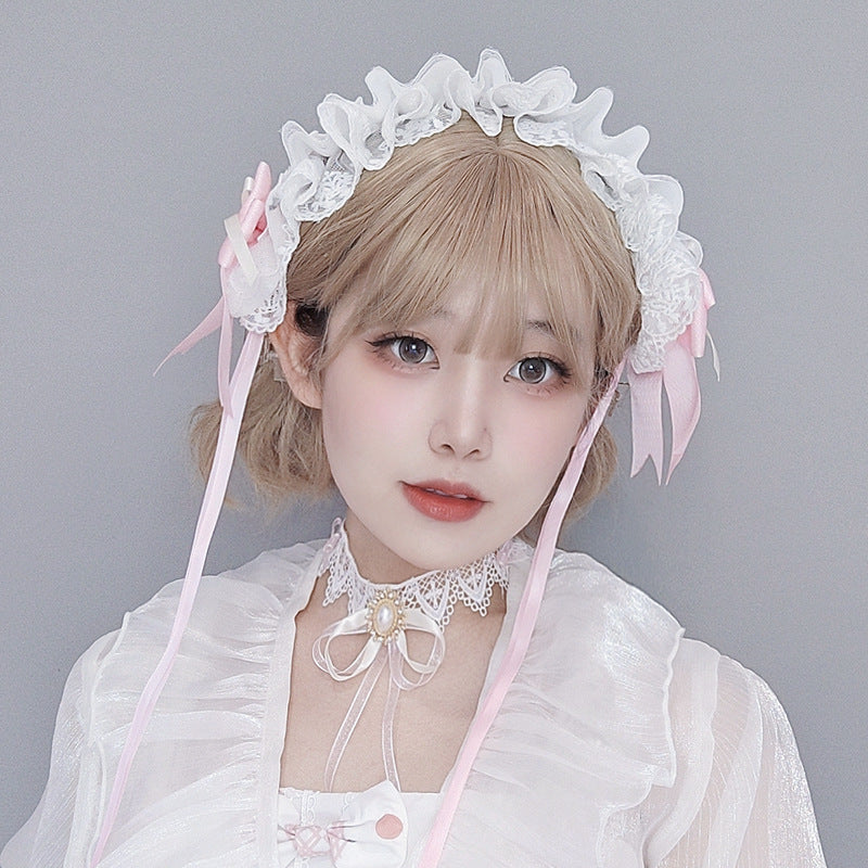 Japanese Style Handmade Cute Sweet Hair Accessories Versatile Lolita Girl Hair Ornaments Lace Bow Hair Clips Tea Party Hair Bands - Lolita Fetch