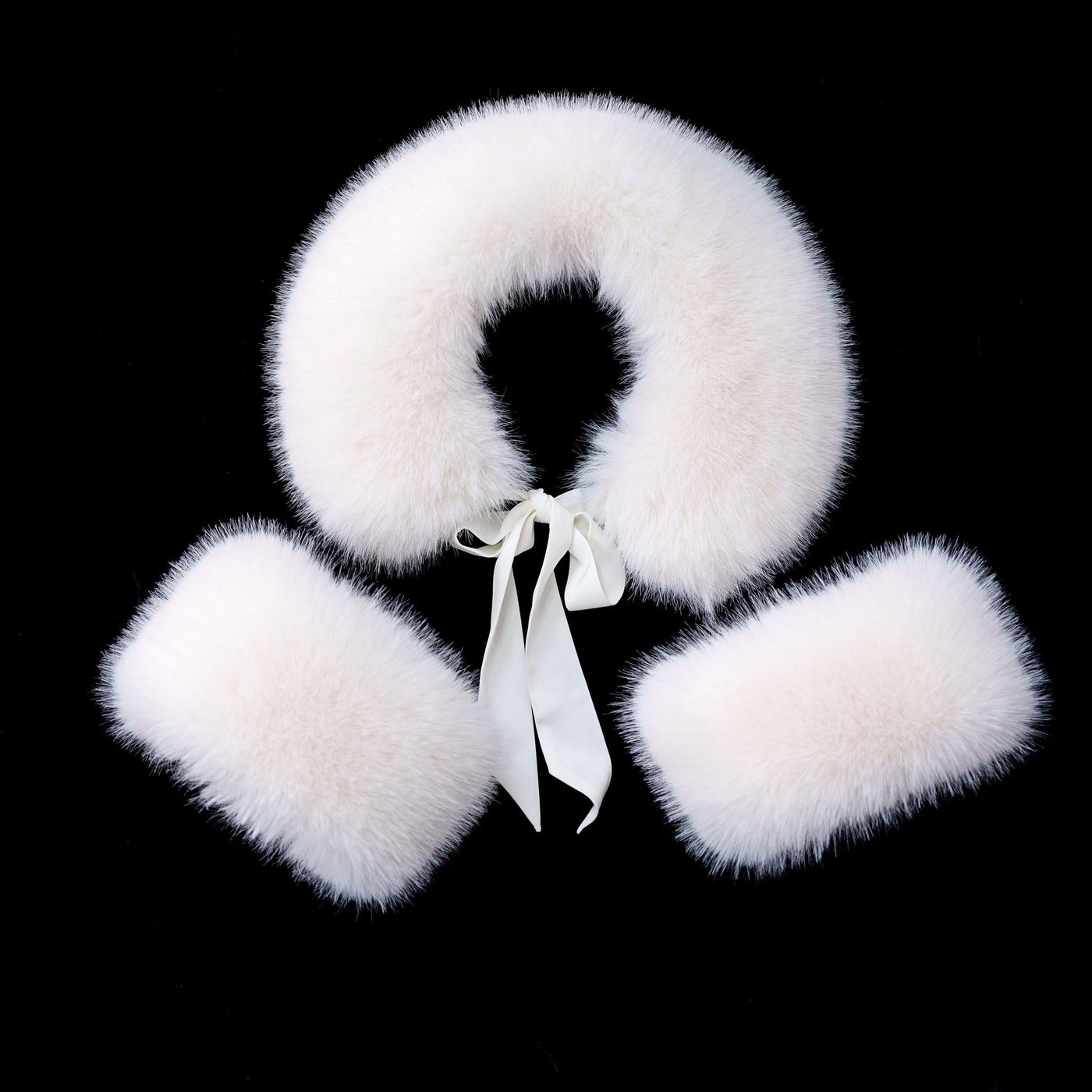 White faux fur collar and cuffs for a Sweet Lolita coat