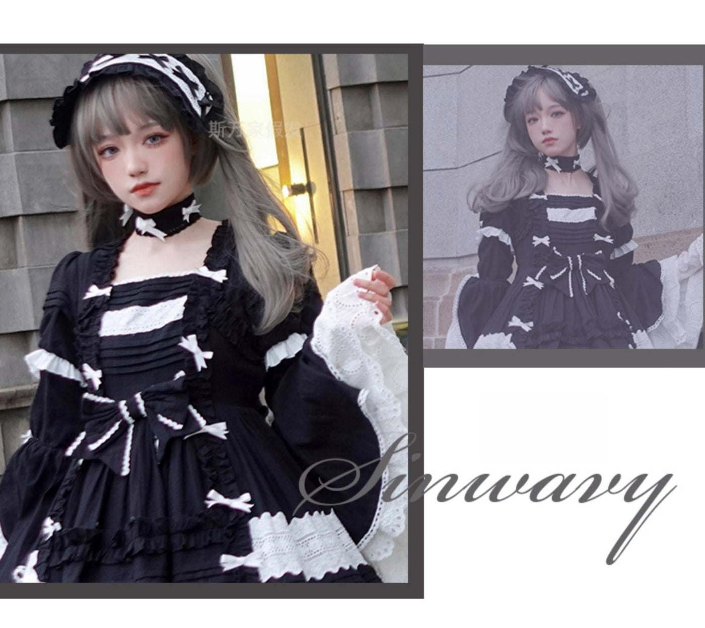 Sinwavy - Light Gothic Lolita Wig - Green-Toned Ash Grey Wig
