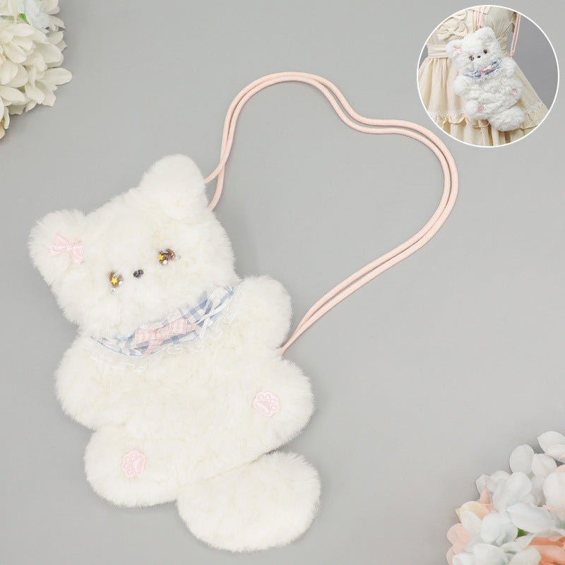Plush Cat Cute Crossbody Bag Anime Girl Heart Small Bag Comic Exhibition Y2K Japanese Lolita Doll Bag