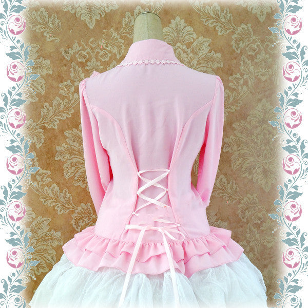 Strawberry Witch - Elegant Lace-Up Back Lolita Blouse - Innerwear