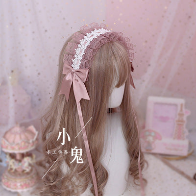 Soft Girl Sweet Lolita Headband White Lace Hair Accessory Versatile Kc Hair Ornament Dark Gothic