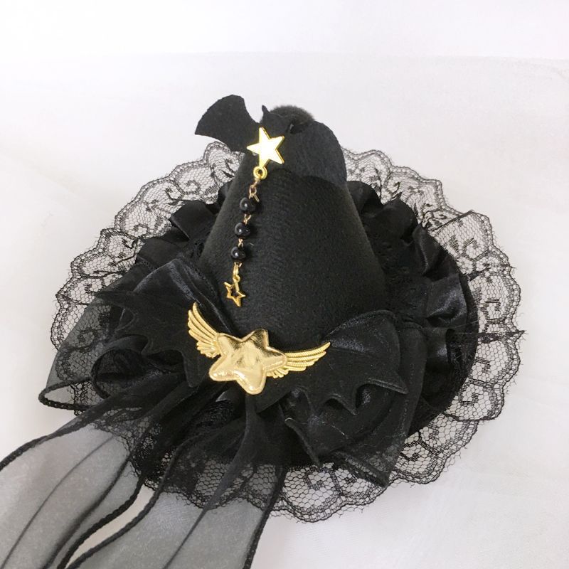Halloween Dark Style Witch Hat Headband Lolita Hair Accessories Lolita Demon Bat Small Hat Hair Clip Side Clip