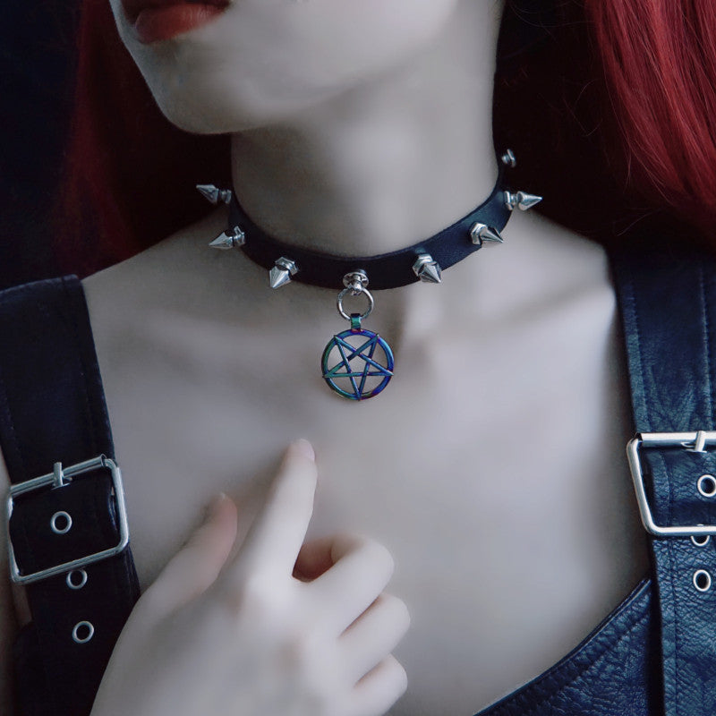 Strange Sugar - Gothic Lolita Cross Leather Choker - Neckwear