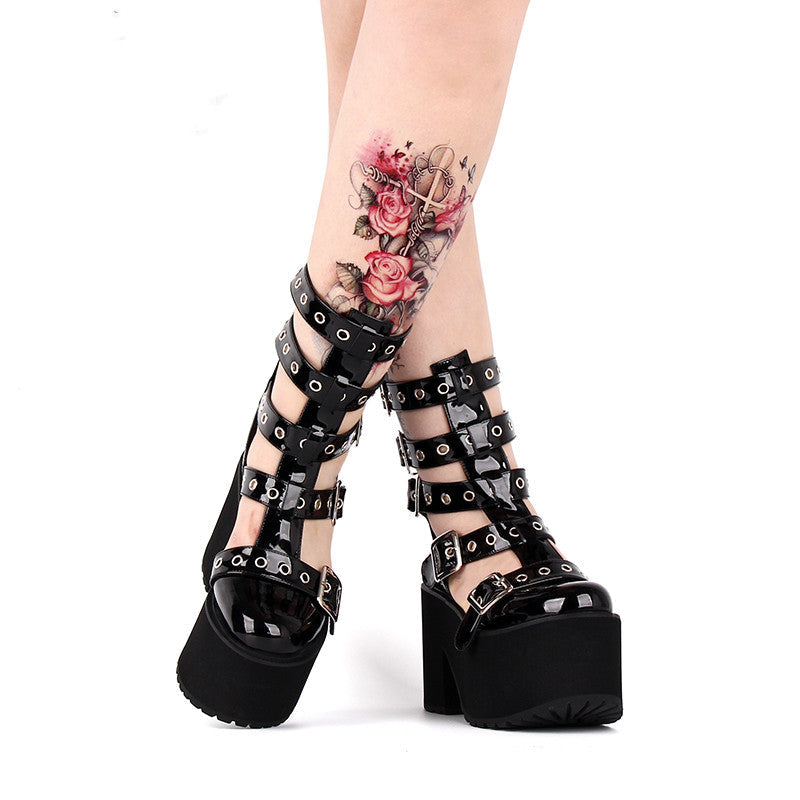 Angelic imprint - Gothic Lolita Punk Platform Boots - Sandals Shoes