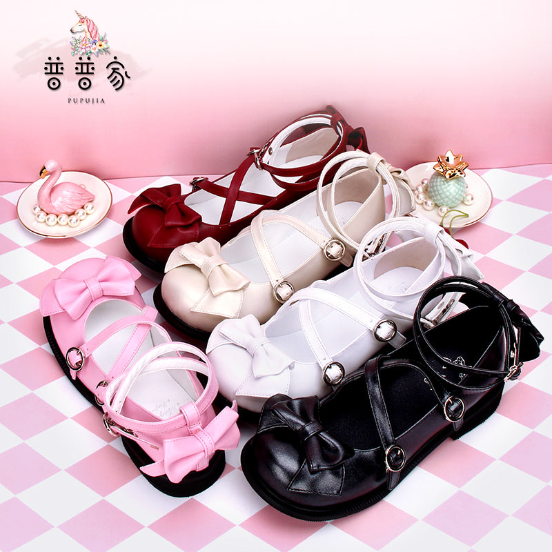 Angelic imprint - Sweet Lolita Bow Shoes - Low Heel, Round Toe Shoes