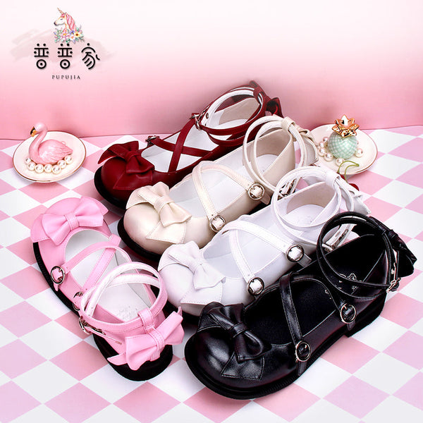 Angelic imprint - Sweet Lolita Bow Shoes - Low Heel, Round Toe Shoes