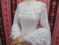 Yilia - Retro Princess Long Sleeve Lolita - Blouse Innerwear - XS / White