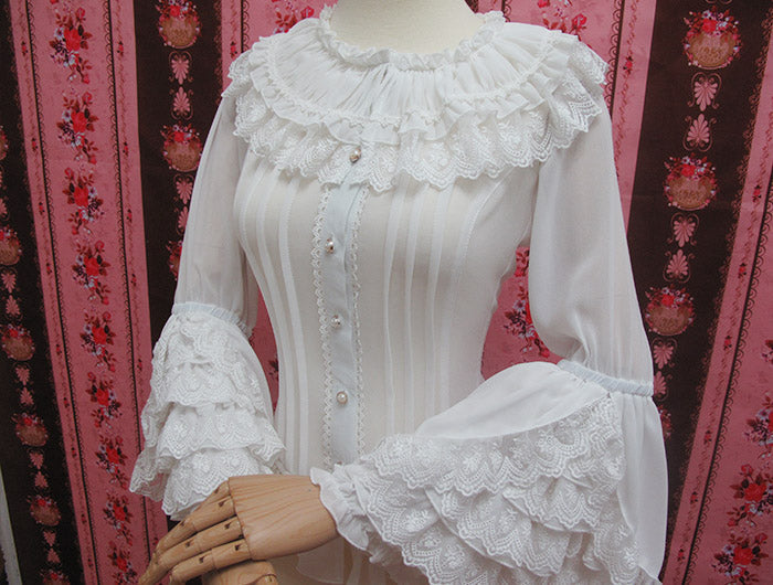Yilia - Retro Princess Long Sleeve Lolita - Blouse Innerwear