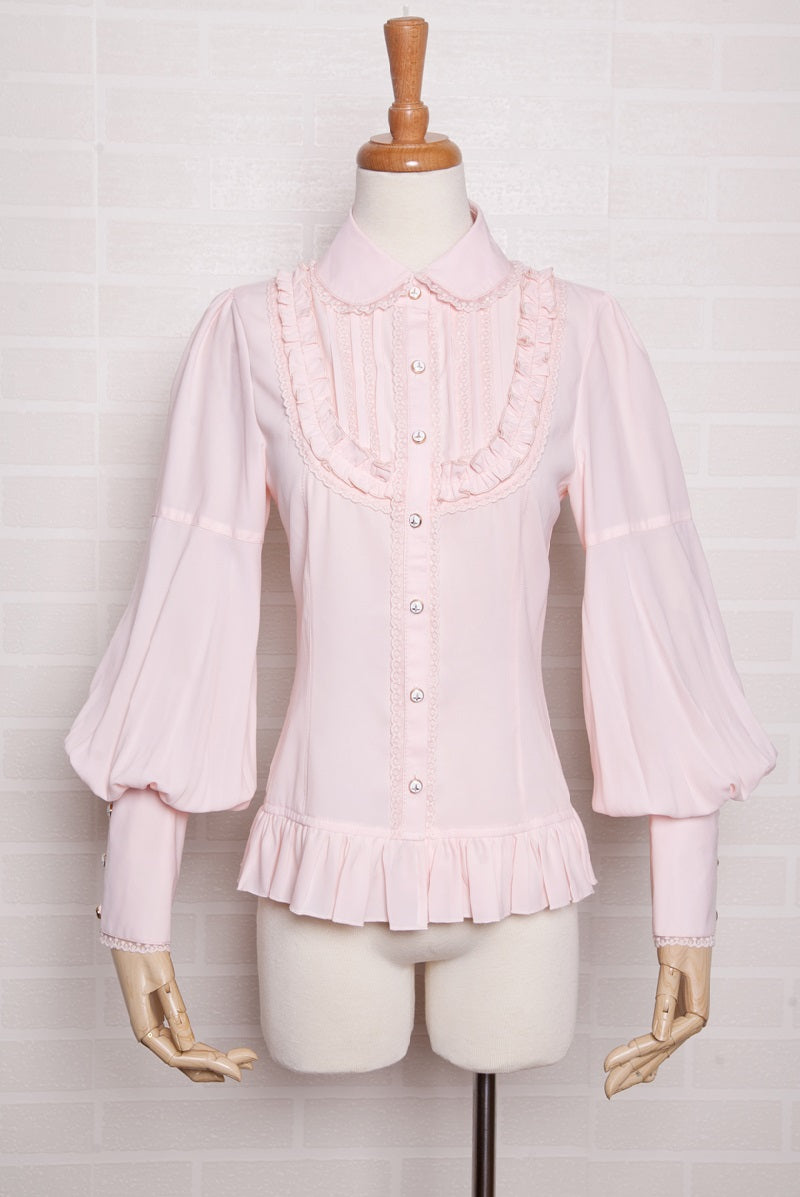 Yilia - Elegant Lamb Sleeve Chiffon Lolita - Blouse Innerwear