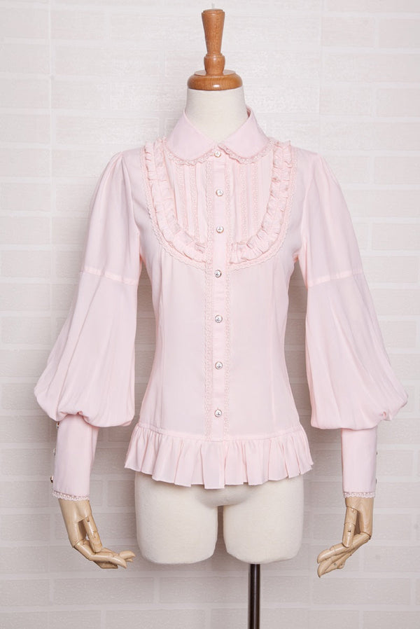 Yilia - Elegant Lamb Sleeve Chiffon Lolita - Blouse Innerwear