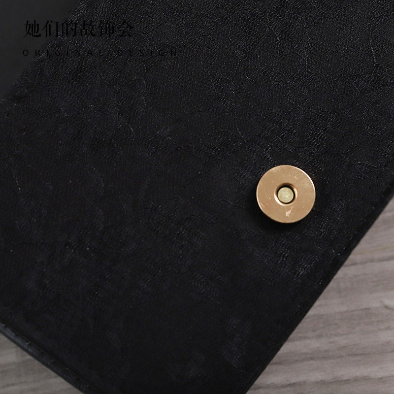 Black Lace Bag 2022 New Lolita Handmade Original Design Bow Lolita Crossbody Bag for Women