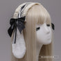 Lace Cotton Rabbit Ear Headband-Black