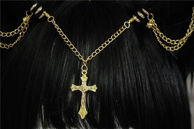 Original Handmade Lolita Chain Black Cat Ear Gothic Style Exotic Beast Ear Hair Clip Cosplay Comic Exhibition