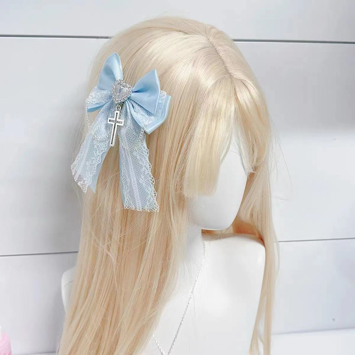 Handmade - Crystal Lace Bow - Hair Clip and Brooch - detail view 5