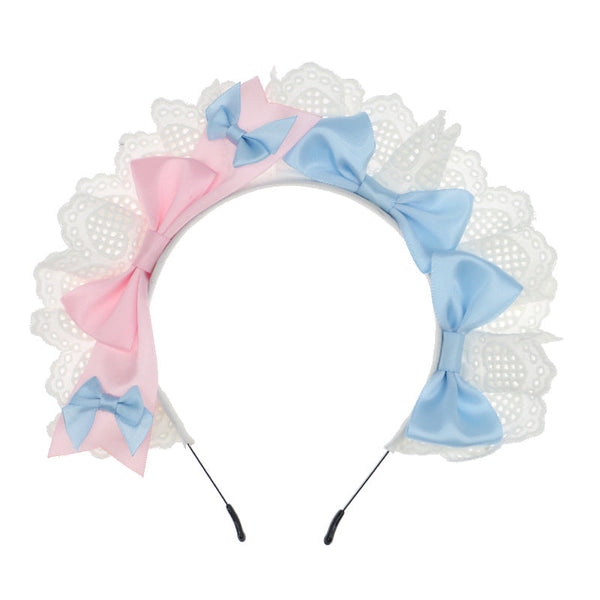 Handmade Coffee KC Headband - Lolita Lace Trim Bow Hair Accessory for Maid of Honor - Lolita Fetch