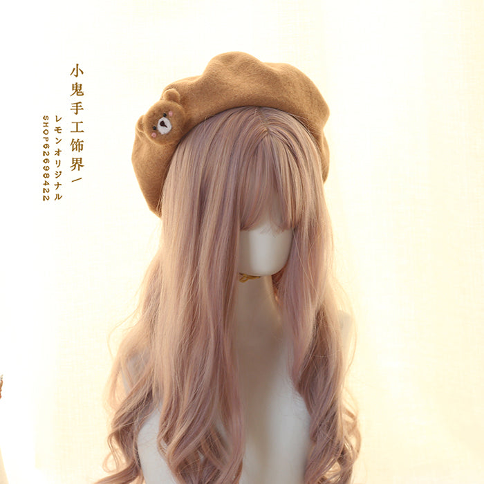 Lolita Bear Beret Handmade Wool Felt Mushroom Beret Super Cute Hat Artist Hat