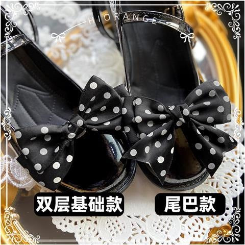 Girly Cute Multi-color Polka Dot Lolita Shoe Clips Versatile Bowknot Shoe Buckles Basic Shoe Flowers Pair of Shoe Accessories