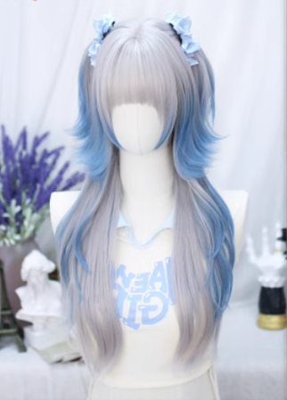 Dalao Home - Dalao - Natural Lolita Long Curly Gray Blue Wigs
