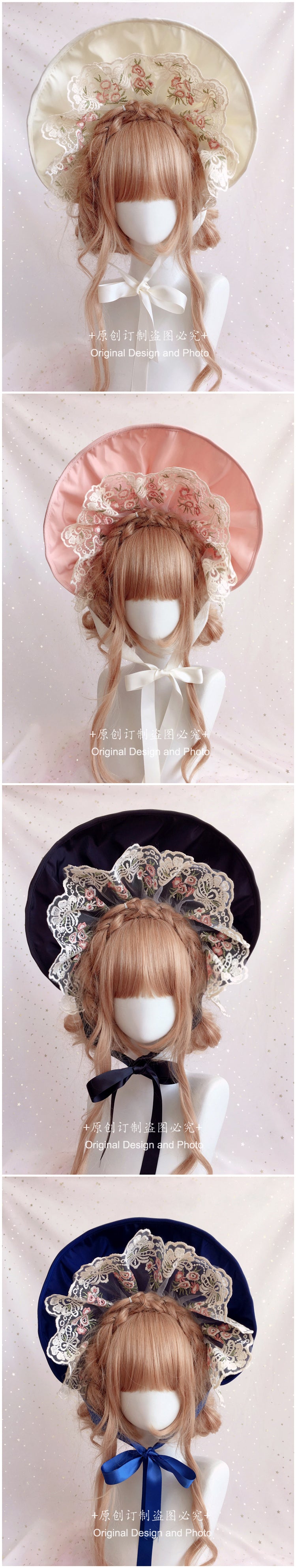 Victorian Lolita Bonnet Hat Wedding Tea Party Lolita BB Hat Classical Bnt Headwear KC Hairband