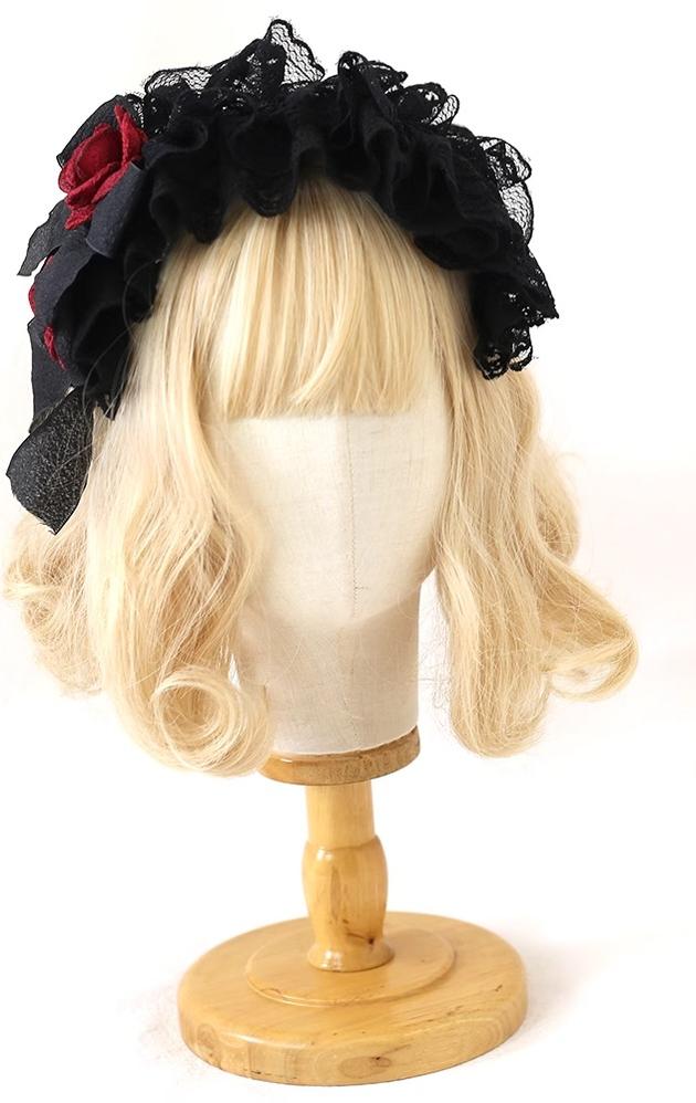 Xiaogui - Goth Lolita Headwear Black Lace KC - Headwear