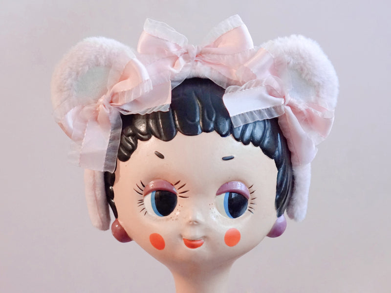 Original Handmade Bear Ear Bowknot Plush Headband Lolita Brown Japanese Korean Style - Lolita Fetch