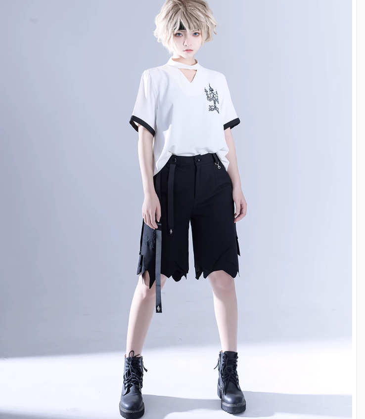 Princess Chronicles - Ouji Lolita Irregular Hem Black - Shorts Other Surprise