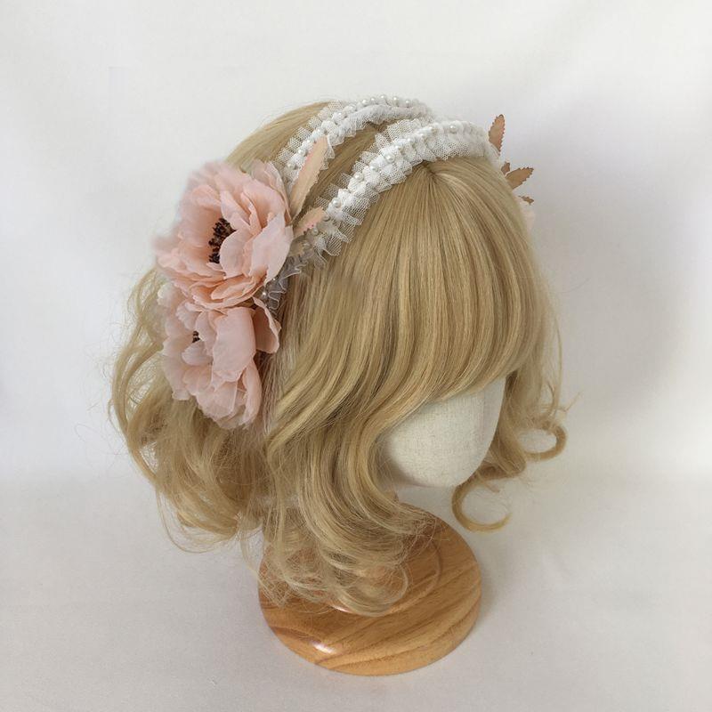 Original Multicolor Lolita Pearl Headband KC Flower Fairy Hair Accessory Little Fairy Temperament Hollow Out Ornament Lolita